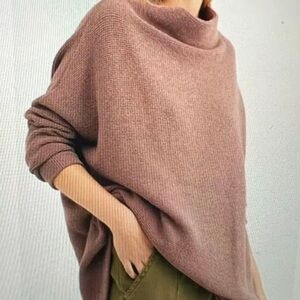 Free People NWT Slouchy Ottoman Tunic Turtleneck Sweater L $168